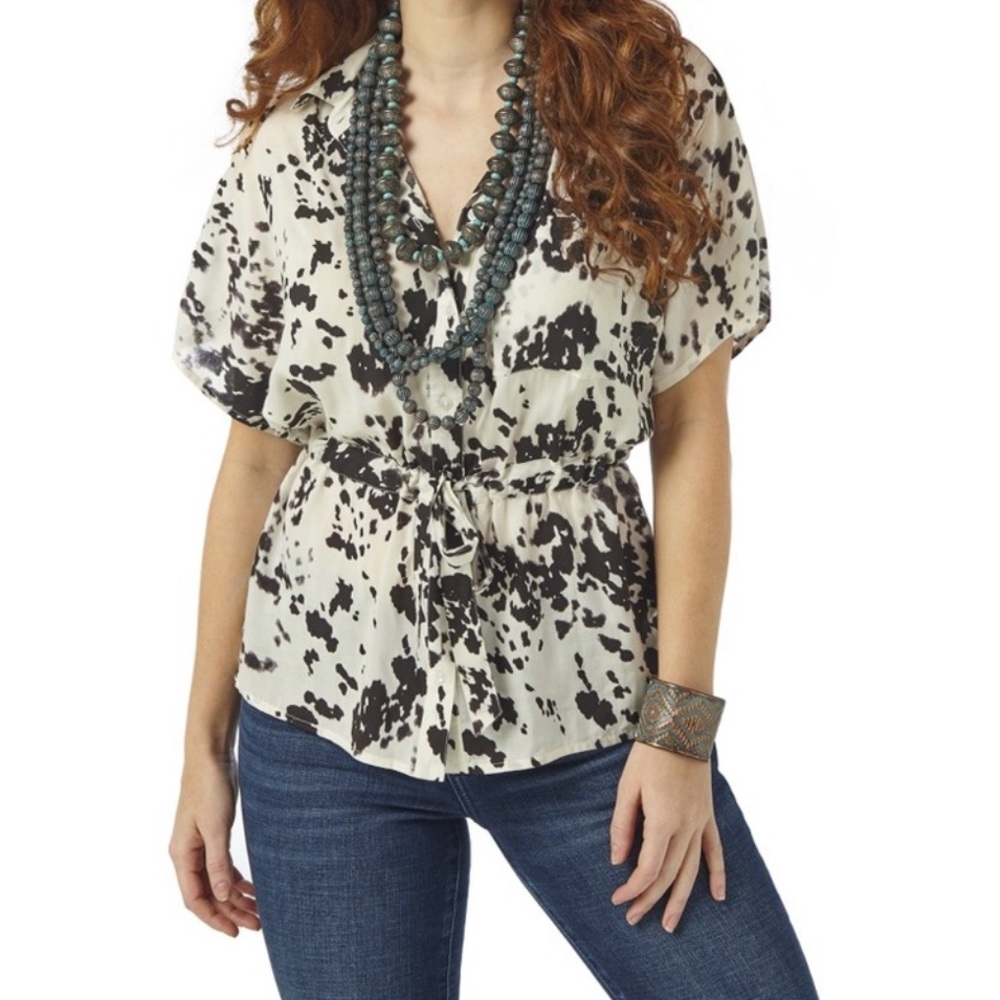 🤎🤍 NEW Wrangler Retro Top Cow Print Medium